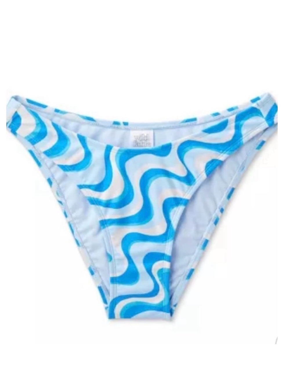 Wild Fable Blue White Wave High Leg Cheeky Bikini Bottom Size XXL